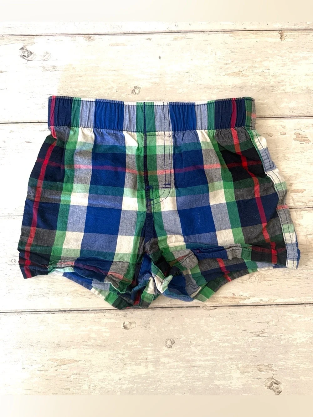 Old Navy XS 4/5 Boys Plaid Shorts Blue Green Kids Size 4T 5T